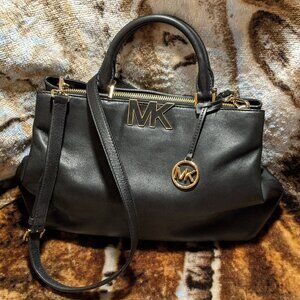 MICHAEL KORS FLORENCE LARGE HANDBAG SHOULDER BAG CROSSBODY IN BLACK LEATHER